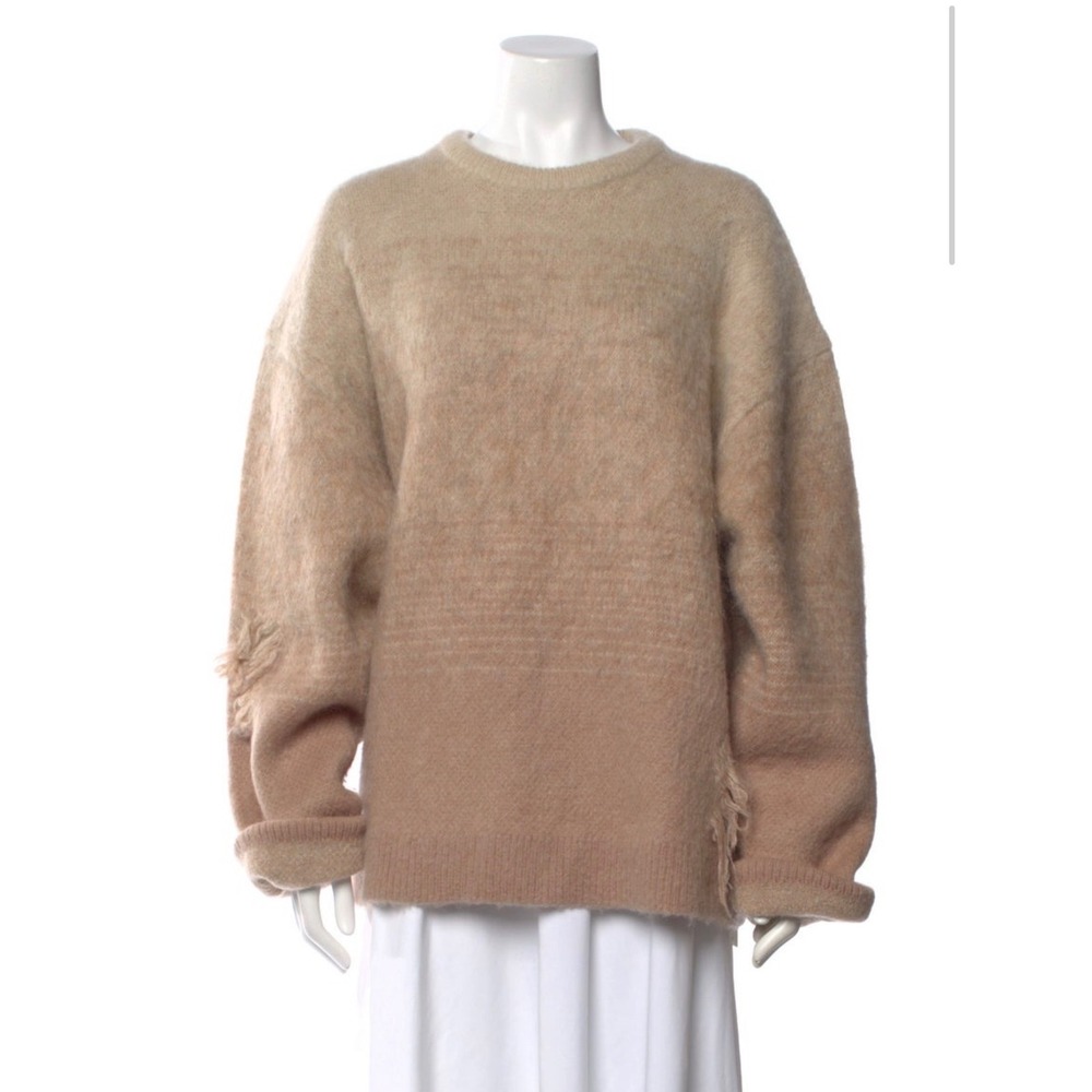 John Elliott Mens Mohair Wool Ombre Distressed Oversized Sweater Tan Size 4 XL